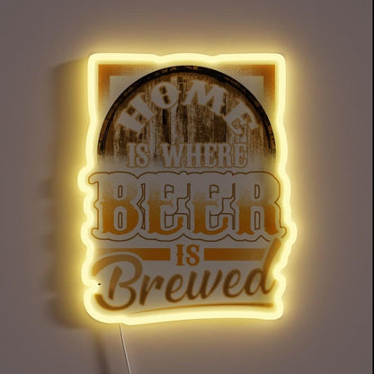 Home Is Where Beer Is Brewed Brewery Beer Barrel Rgb Led Neon Sign - Shineneon