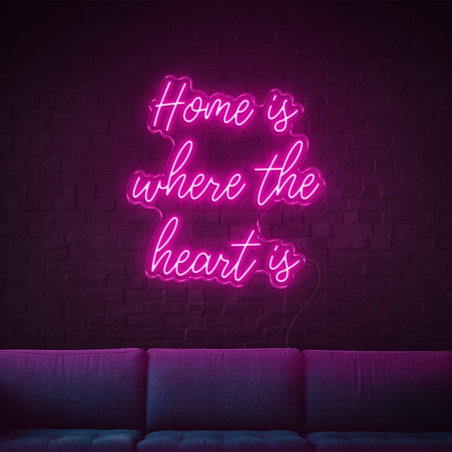 Home Is Where The Heart Is Bright Pink Led Neon Sign For Living Room Wall Art | Shineneon