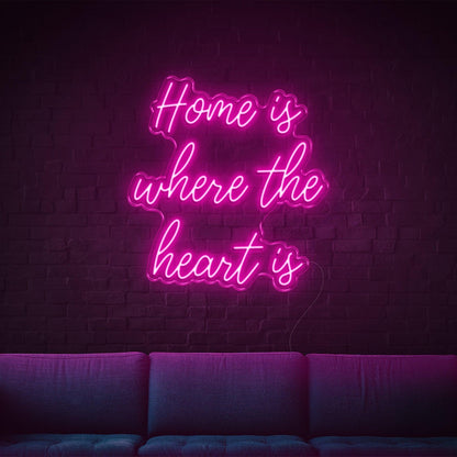 Home Is Where The Heart Is Bright Pink Led Neon Sign For Living Room Wall Art | Shineneon