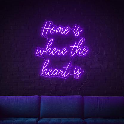 Home Is Where The Heart Is Bright Pink Led Neon Sign For Living Room Wall Art | Shineneon