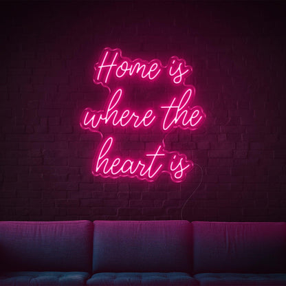 Home Is Where The Heart Is Bright Pink Led Neon Sign For Living Room Wall Art | Shineneon