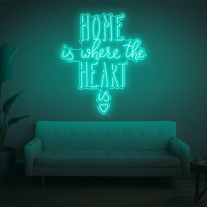 Home Is Where The Heart Is Warm Yellow Heart Led Neon Sign For Home Decor | Shineneon