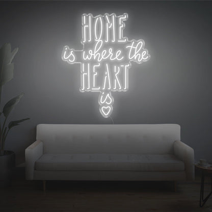 Home Is Where The Heart Is Warm Yellow Heart Led Neon Sign For Home Decor | Shineneon