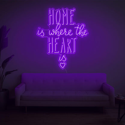 Home Is Where The Heart Is Warm Yellow Heart Led Neon Sign For Home Decor | Shineneon
