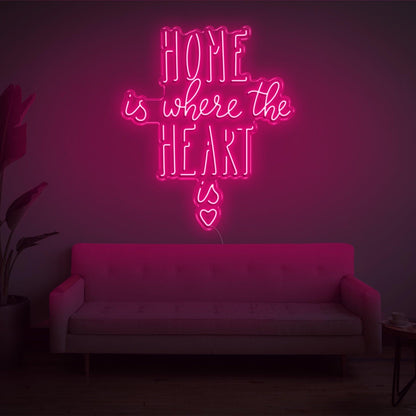 Home Is Where The Heart Is Warm Yellow Heart Led Neon Sign For Home Decor | Shineneon