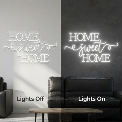 Home Sweet Home LED Neon Sign Home Wall Art - 06 Day Night Comparison