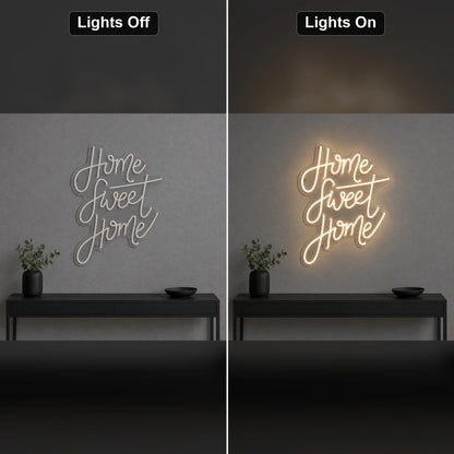 Home Sweet Home Man Cave LED Neon Sign Home Bar Wall Decoration day and night comparison