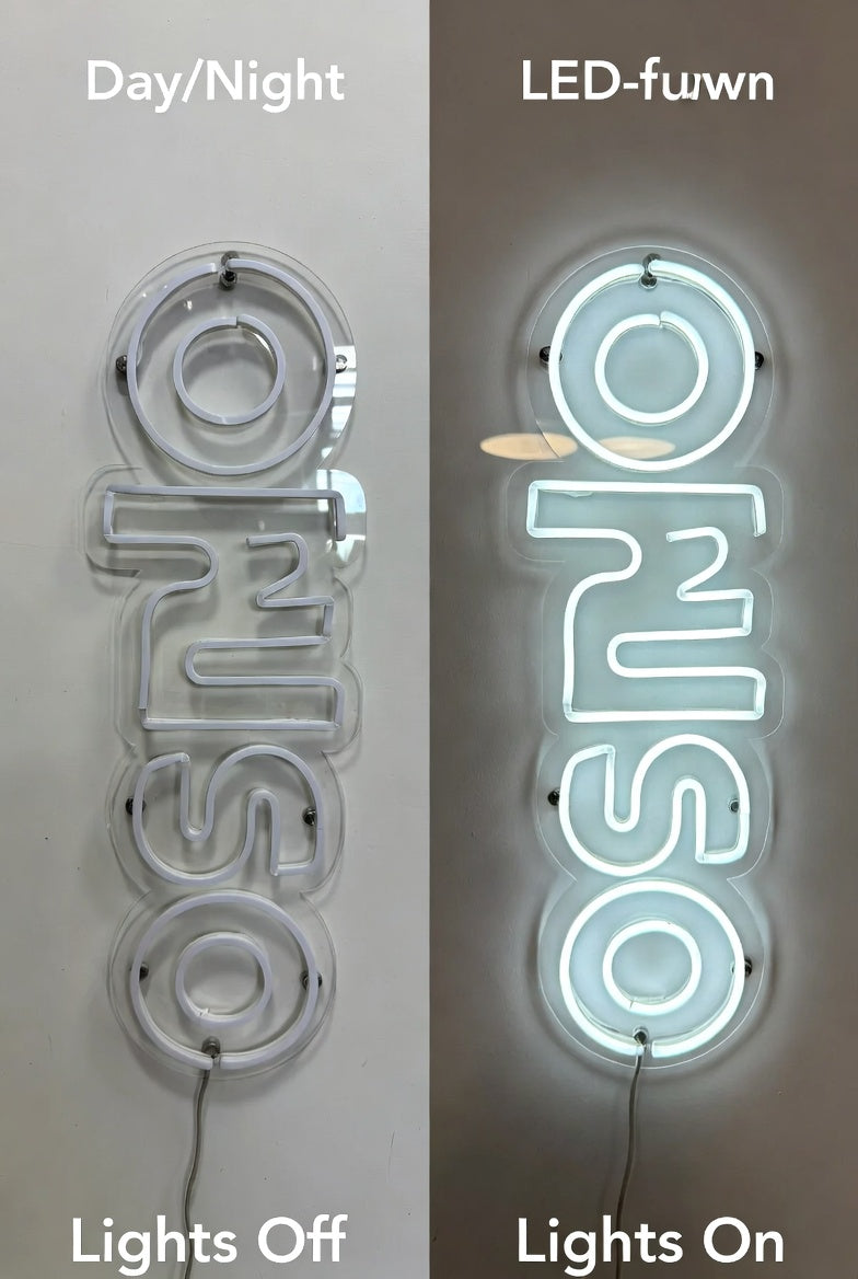 Home Sweet Home Minimal LED Neon Sign - 06 Day Night Comparison