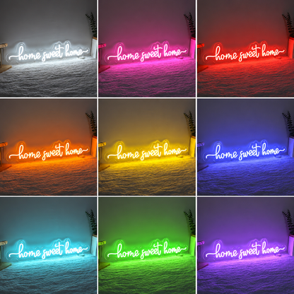 Home Sweet Home Script Bedroom LED Neon Sign Wall Art color grid