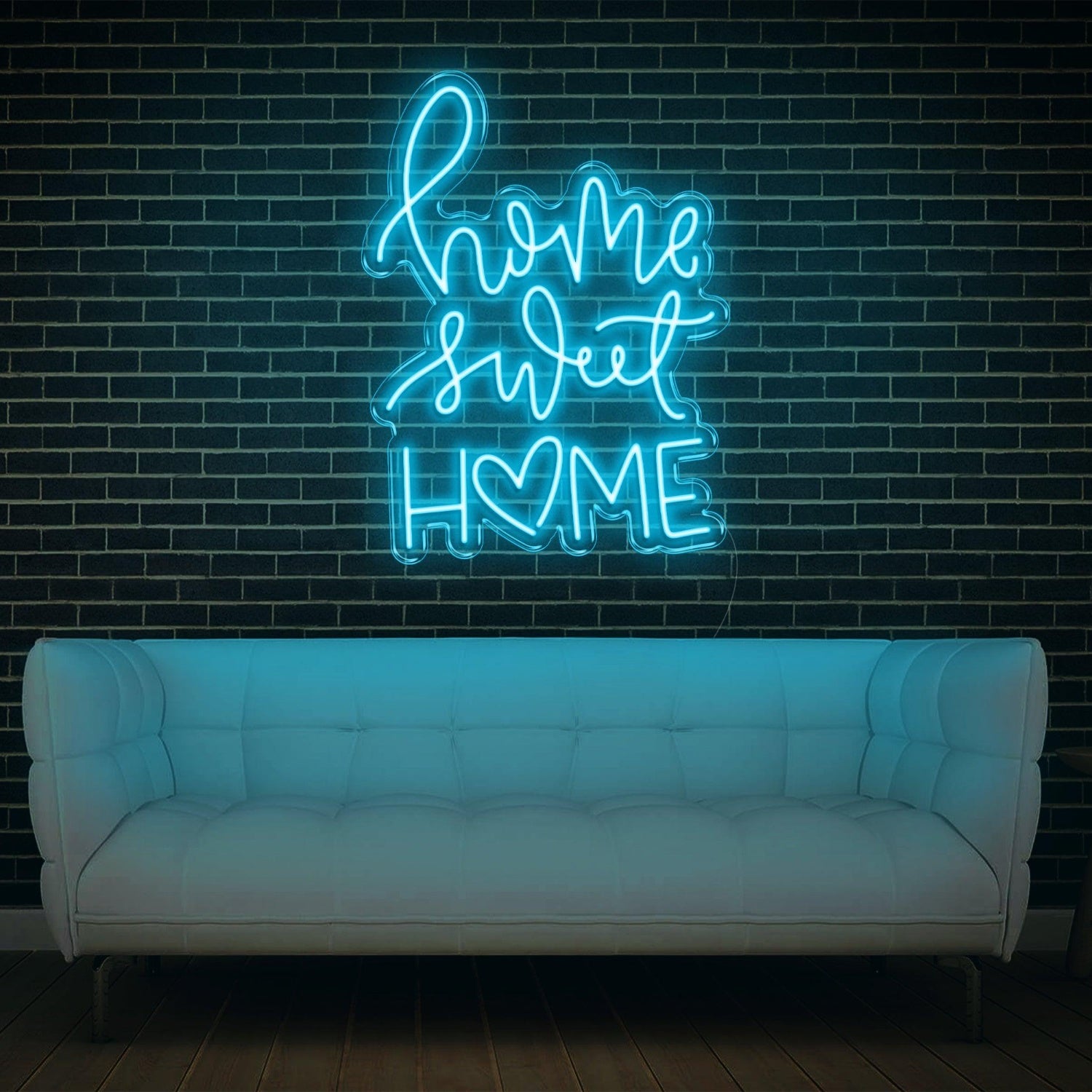 Home Sweet Home V3 Teal Led Neon Sign With Heart Design For Living Room Decor | Shineneon