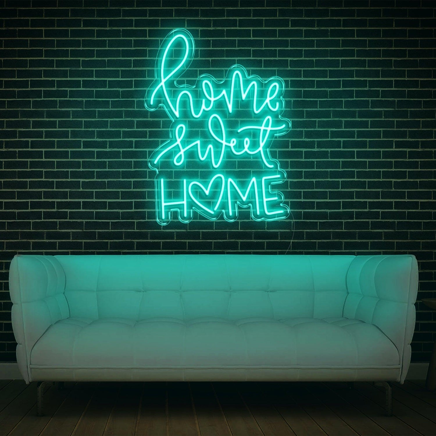 Home Sweet Home V3 Teal Led Neon Sign With Heart Design For Living Room Decor | Shineneon