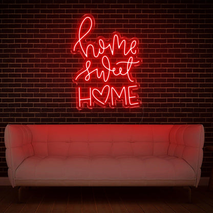 Home Sweet Home V3 Teal Led Neon Sign With Heart Design For Living Room Decor | Shineneon
