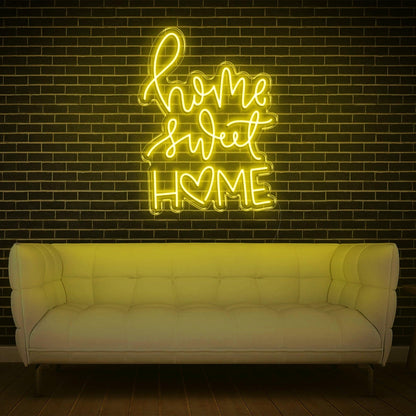Home Sweet Home V3 Teal Led Neon Sign With Heart Design For Living Room Decor | Shineneon