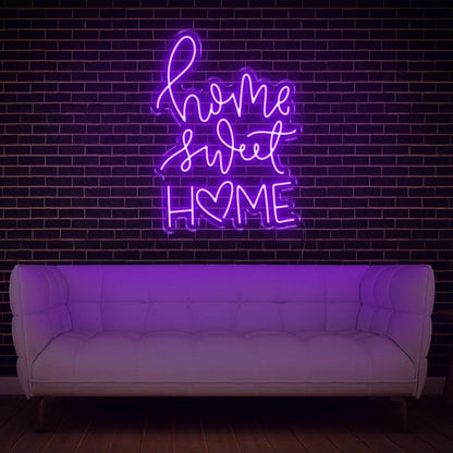 Home Sweet Home V3 Teal Led Neon Sign With Heart Design For Living Room Decor | Shineneon
