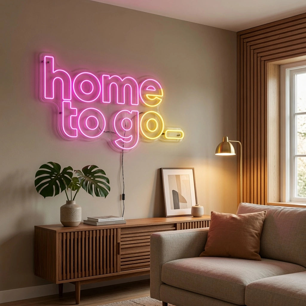 Home To Go Hanging Business LED Neon Sign - 03 Real Lifestyle Scene