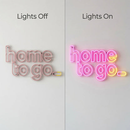 Home To Go Hanging Business LED Neon Sign - 06 Day Night Comparison