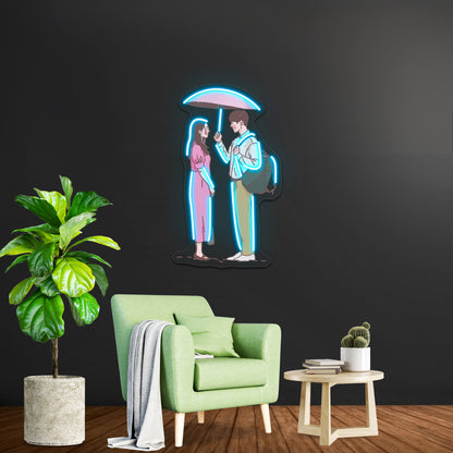 Hometown Cha Cha Cha Rainy Beach Artwork Large Neon Signs - Size and dimension reference