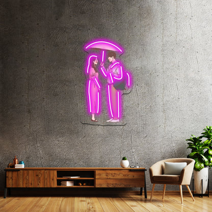 Hometown Cha Cha Cha Rainy Beach Artwork Large Neon Signs - LED neon sign close-up detail