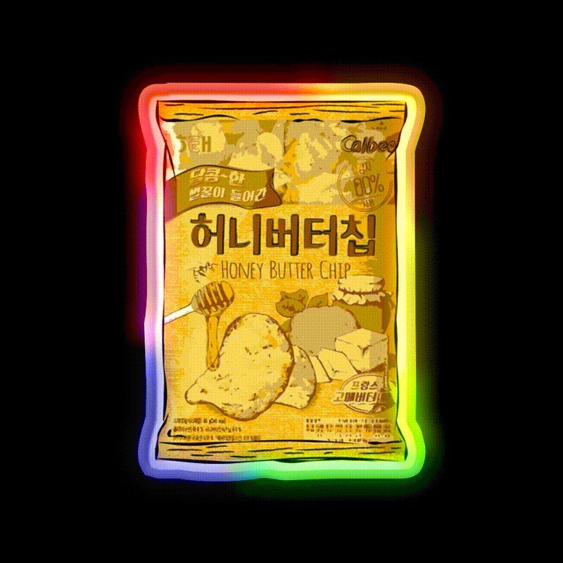 Honey Butter Potato Chips Snack Food Led Neon Sign Rgb Color - LED neon sign close-up detail