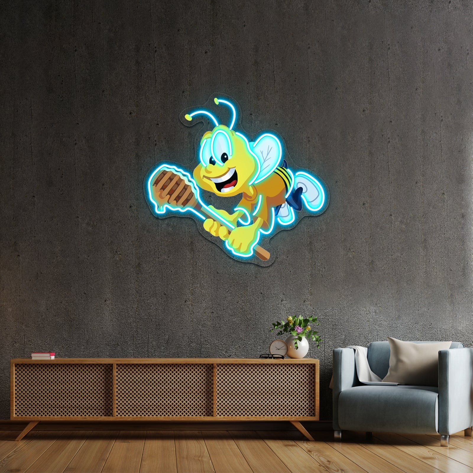 Honey Nut Mascot Buzz The Bee Illustration Artwork Led Custom Signs - Shineneon