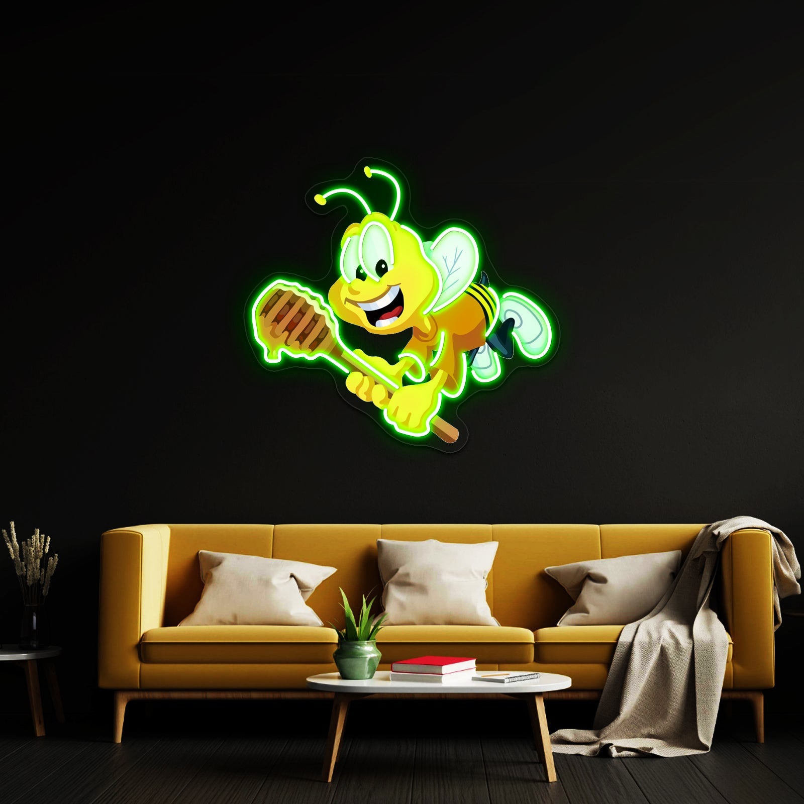 Honey Nut Mascot Buzz The Bee Illustration Artwork Led Custom Signs - Shineneon