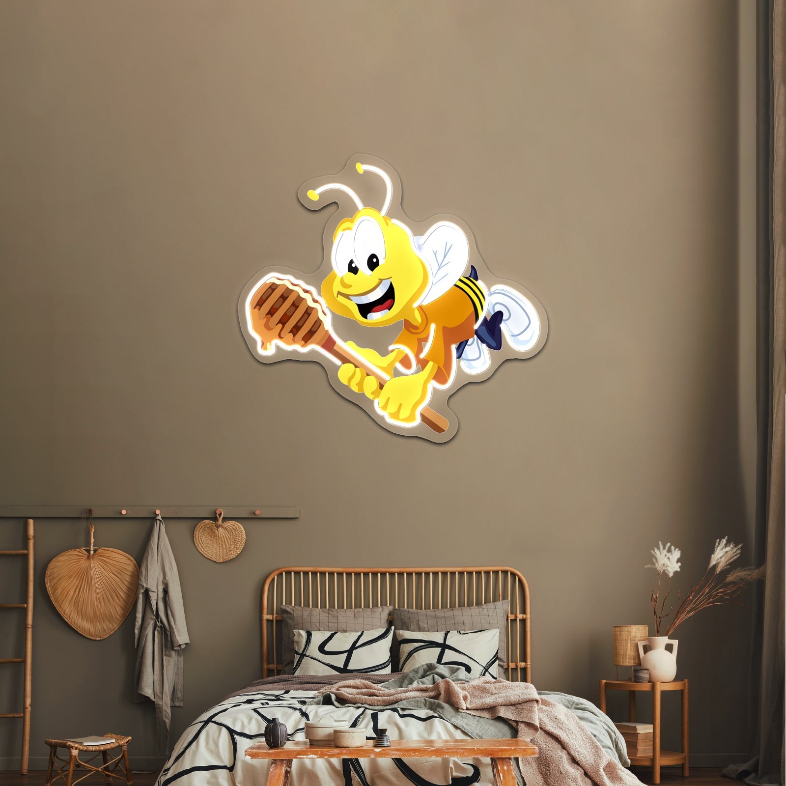 Honey Nut Mascot Buzz The Bee Illustration Artwork Led Custom Signs - Shineneon