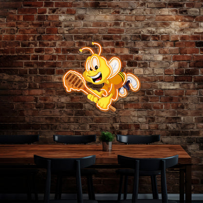 Honey Nut Mascot Buzz The Bee Illustration Artwork Led Custom Signs