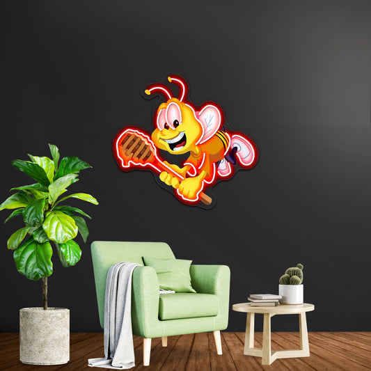 Honey Nut Mascot Buzz The Bee Illustration Artwork Led Custom Signs