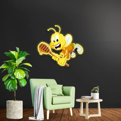 Honey Nut Mascot Buzz The Bee Illustration Artwork Led Custom Signs