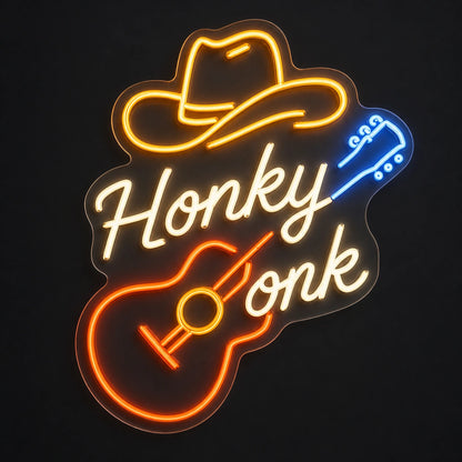 Honky Tonk Cowboy Hat Guitar Garage Neon Sign Vintage LED Neon Sign main product image