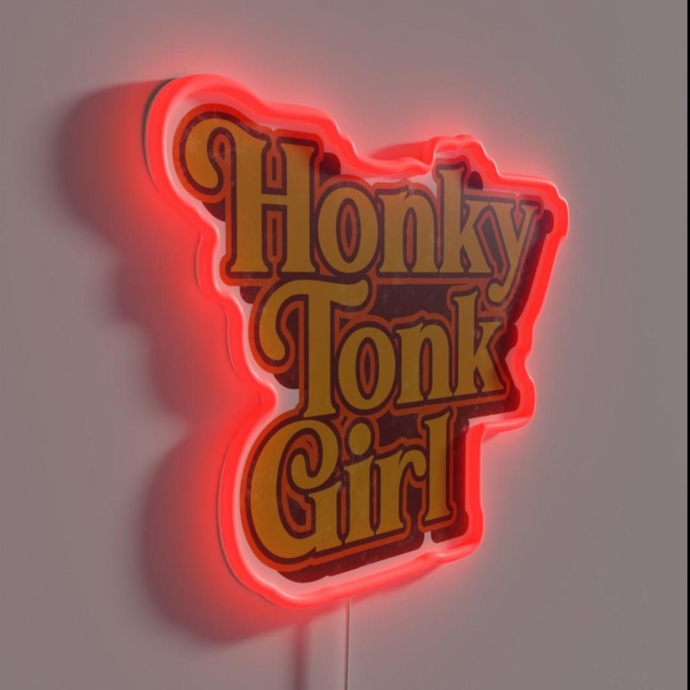 Honky Tonk Girl Retro Classic Country Music Design Rgb Led Neon Sign - Shineneon