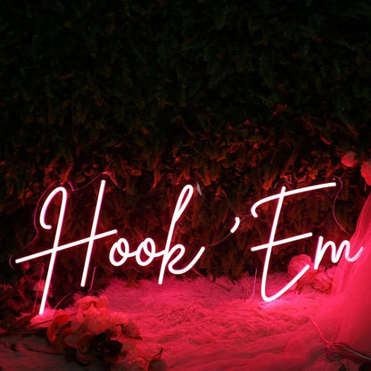 Hook Em Red Led Neon Sign - Shineneon