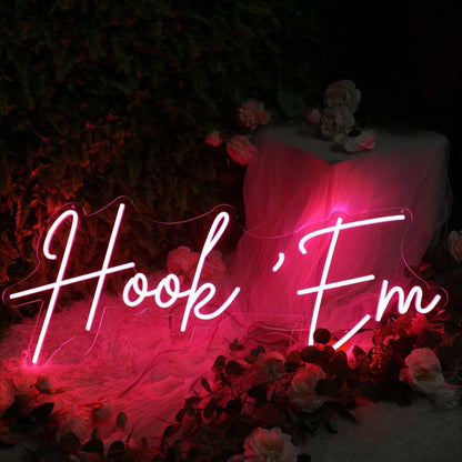 Hook Em Red Led Neon Sign - Shineneon