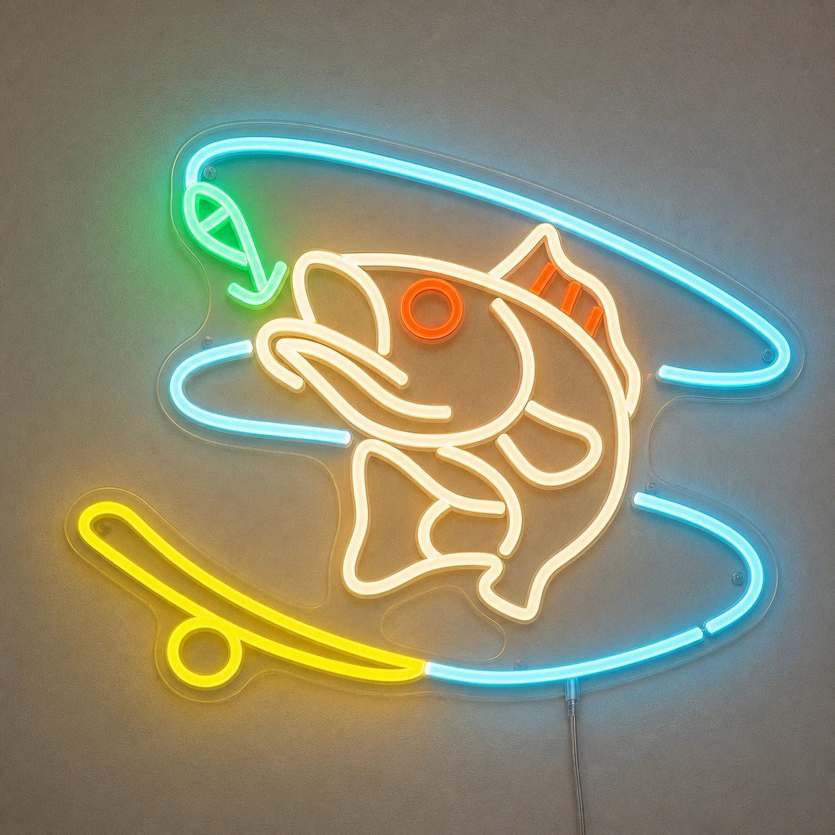 Hooked Bass Fish And Fishing Line LED Neon Sign - Shineneon