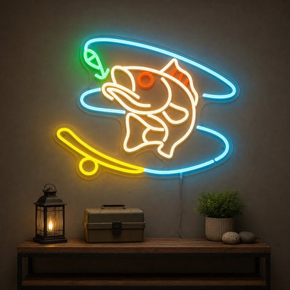 Hooked Bass Fish And Fishing Line LED Neon Sign - Shineneon