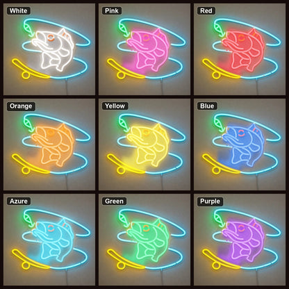 Hooked Bass Fish And Fishing Line LED Neon Sign - Shineneon