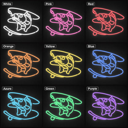 Hooked Bass Fish And Fishing Line LED Neon Sign Man Cave Neon Sign color grid