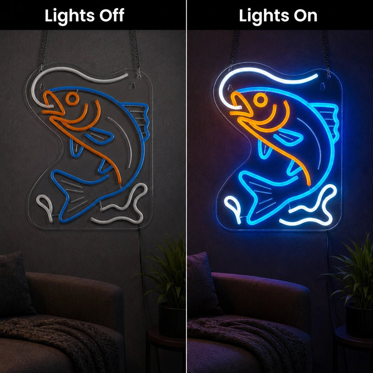 Hooked Bass Fish LED Neon Sign - Shineneon