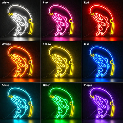 Hooked Fish Fishing Rod LED Neon Sign color grid