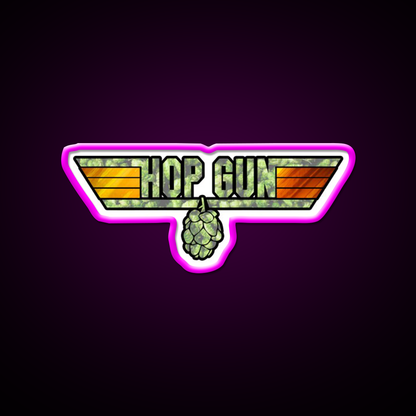 Hop Gun Beer Bar Decor Led Neon Sign Rgb Color - Neon sign mounted on wall in room