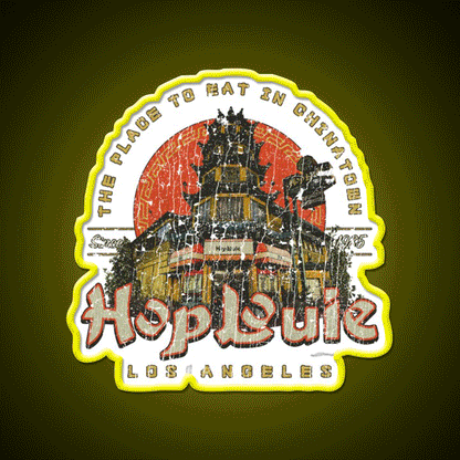 Hop Louie Los Angeles Asian Cultural Led Neon Sign Rgb Color - Custom LED neon sign front view
