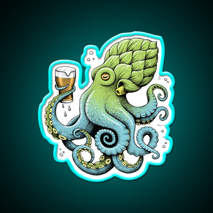 Hop To Pus Octopus Drinking Beer Bar Decor Led Neon Sign Rgb Color - Size and dimension reference