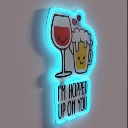 Hopped Up On You Funny Valentines Day Couples Rgb Led Neon Sign - Shineneon