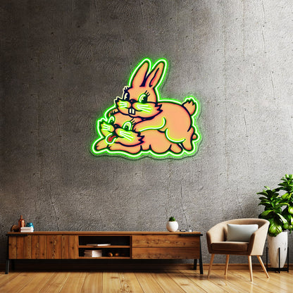 Hopping Bunnies By Lobo Tomy Artwork Led Custom Signs - Shineneon