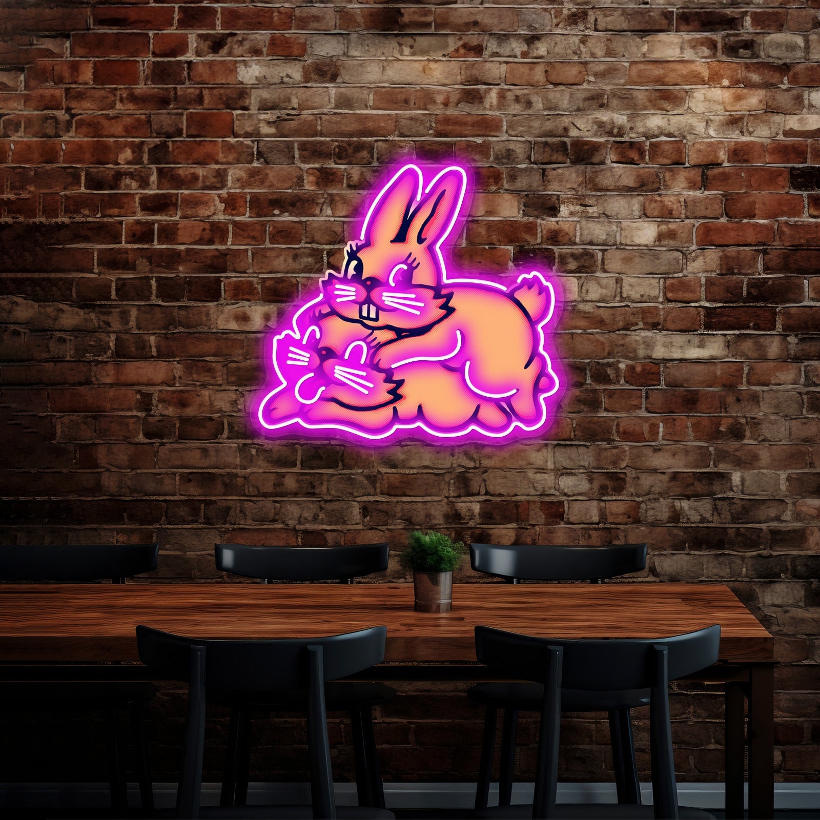 Hopping Bunnies By Lobo Tomy Artwork Led Custom Signs - Shineneon