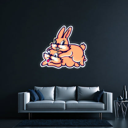 Hopping Bunnies By Lobo Tomy Artwork Led Custom Signs - Shineneon