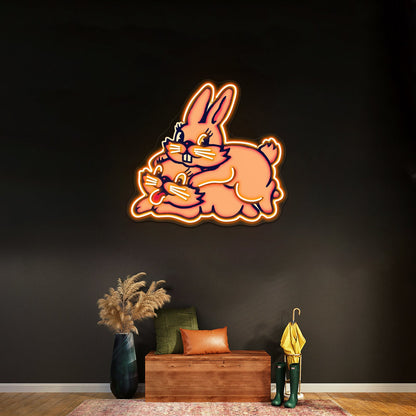 Hopping Bunnies By Lobo Tomy Artwork Led Custom Signs - Shineneon