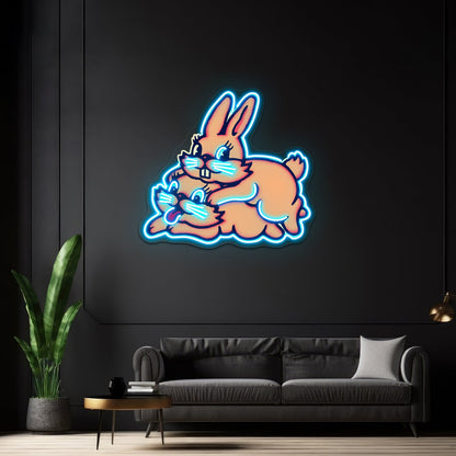 Hopping Bunnies By Lobo Tomy Artwork Led Custom Signs - Shineneon