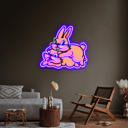 Hopping Bunnies By Lobo Tomy Artwork Led Custom Signs - Shineneon