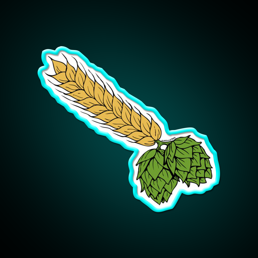 Hops And Barley Beer Bar Decor Led Neon Sign Rgb Color - Size and dimension reference